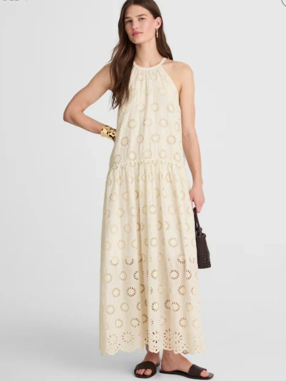Madewell Embroidered Drop-Waist Maxi Dress - Ivory Floral Eyelet - Picture 5 of 14